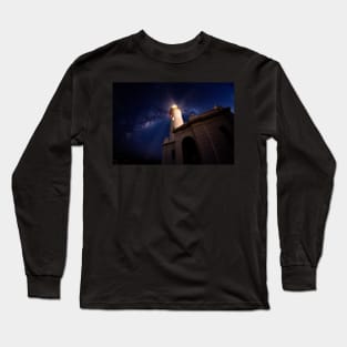 Milky Way over lighthouse Long Sleeve T-Shirt